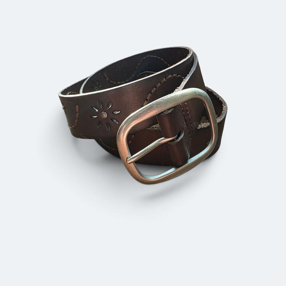 Aéropostale Vintage Y2K Boho Floral Cutout Brown Leather Belt Size L / XL